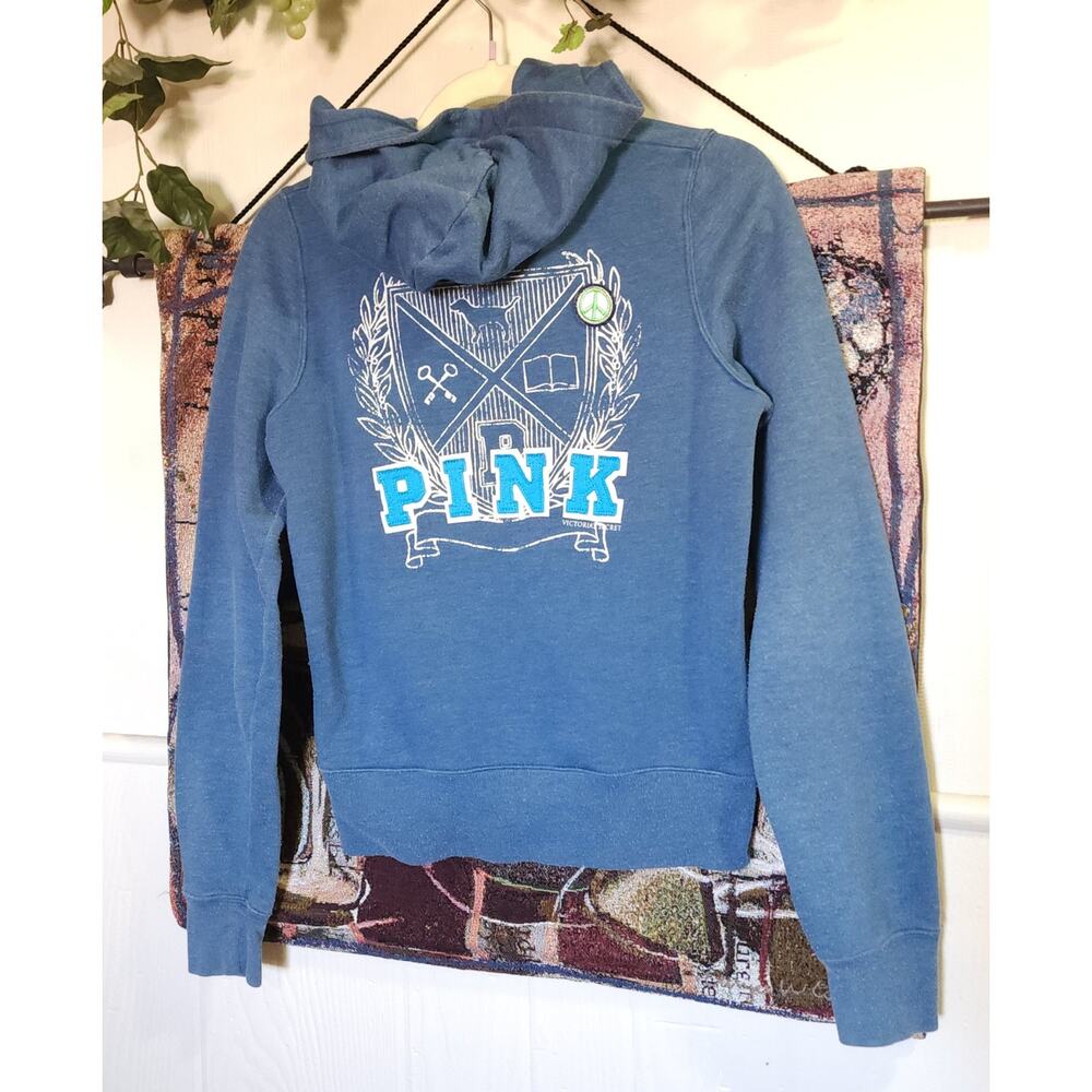 Vintage Pink Victoria Secret Full Zip Hoodie blue Size Small